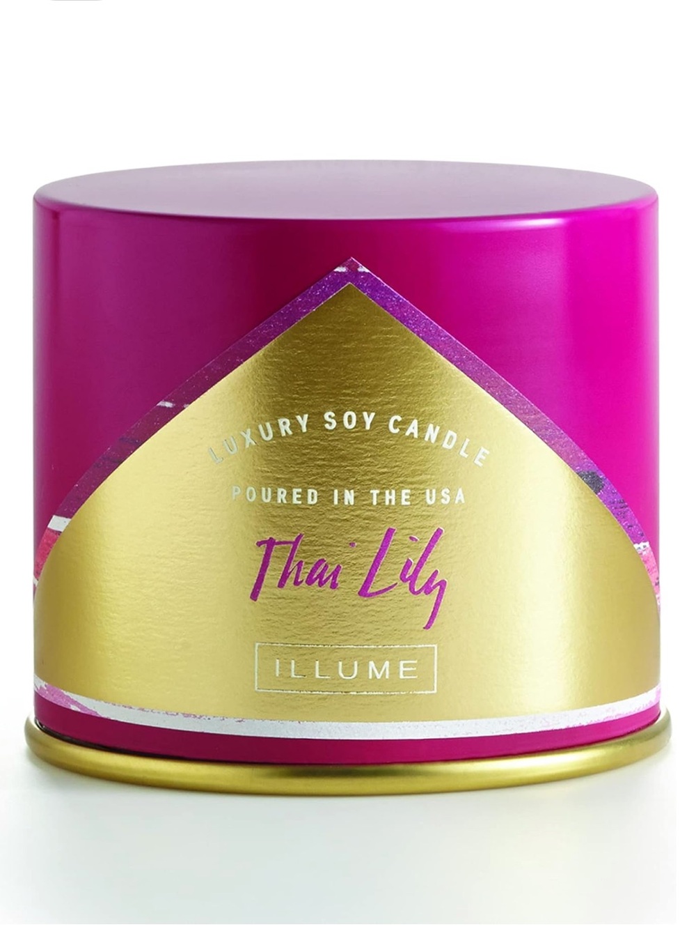 Brand New Illume Thai Lily Soy Candle in Special Edition Pink Vanity Tin